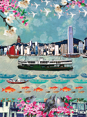 Hong Kong Ferry Canvas Louise Hill Design